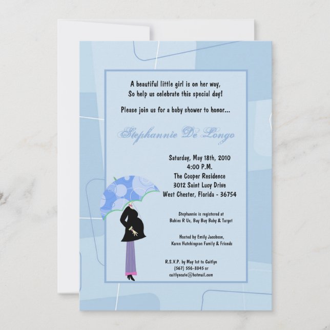 5x7 Modern Mod Mom Shopping Baby Shower Invitation (Front)