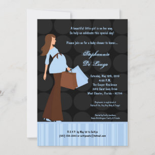 5x7 Modern Mod Mom Shopping Baby Shower Invitation