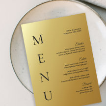 5x7" Modern Ombre Gold Wedding Table Menu Card