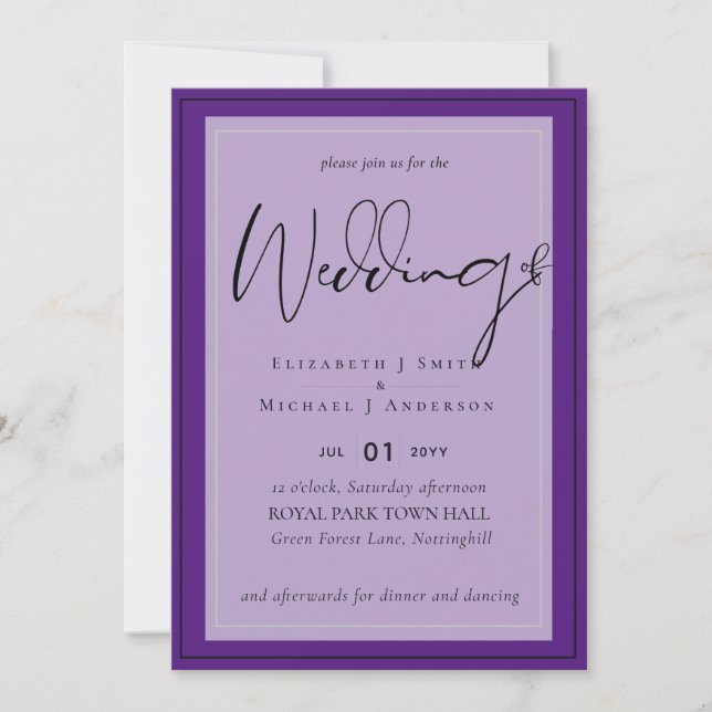 5x7 Modern Script Overlay Budget Wedding Invites (Front)