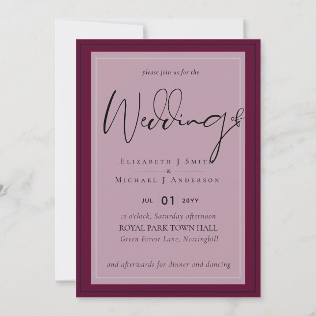 5x7 Modern Script Overlay Budget Wedding Invites (Front)