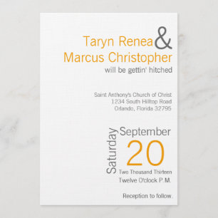 5x7 Moderne Mustard Grey Chevron Faire-part de mar