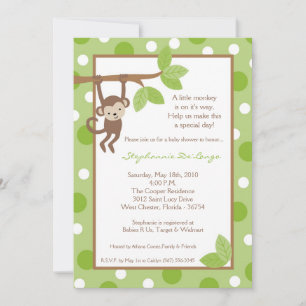 5x7 Monkey Jungle Baby shower Invitation
