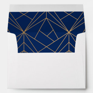 5x7 Navy Blue Abstract Lines with Return Address Envelope