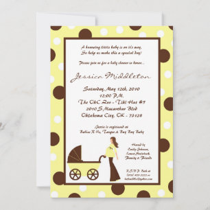 5x7 Neu Yellow Mom Carriage Baby Shower Invitation