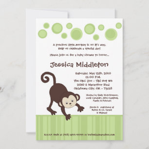 5x7 Neutra Pop Monkey Dance Baby shower Invitation