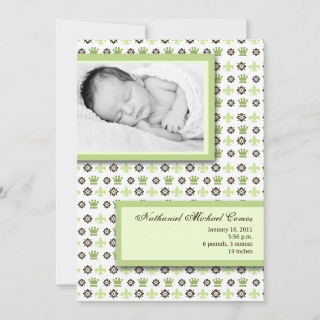 5x7 Neutre Fleur De Li Faire-part de naissance pho (Devant)