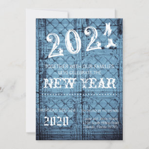 5x7  New Years Eve Invitation Rustic Tin Panel Cei
