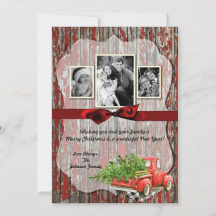 5x7 Noël XMAS Carte photo de camion de Noël Rouge