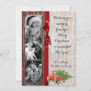 5x7 Noël XMAS Carte photo de camion de Noël Rouge