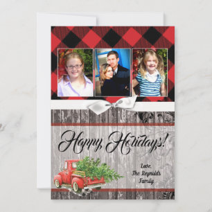 5x7 Noël XMAS Carte photo de camion de Noël Rouge