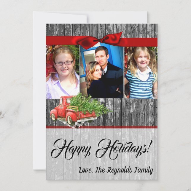 5x7 Noël XMAS Carte photo de camion de Noël Rouge (Devant)