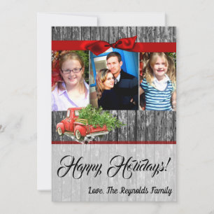 5x7 Noël XMAS Carte photo de camion de Noël Rouge