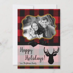 5x7 Noël XMAS Carte photo de cerf rouge noir