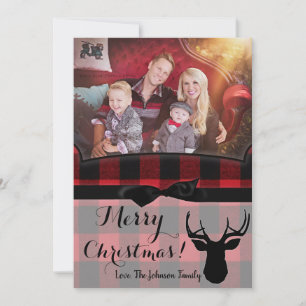 5x7 Noël XMAS Carte photo de cerf rouge noir