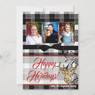 5x7 Noël XMAS Carte photo de cerfs paniqués noirs