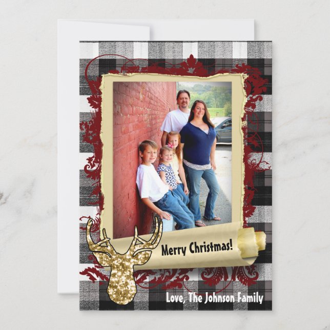 5x7 Noël XMAS Carte photo de cerfs paniqués noirs (Devant)