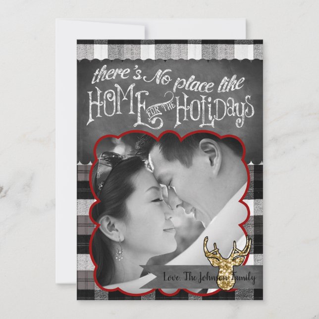 5x7 Noël XMAS Carte photo de cerfs paniqués noirs (Devant)