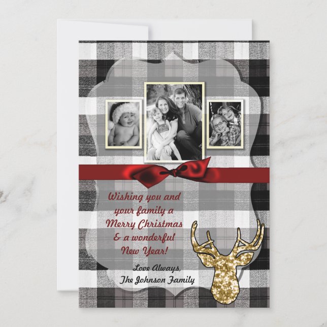 5x7 Noël XMAS Carte photo de cerfs paniqués noirs (Devant)