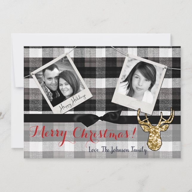 5x7 Noël XMAS Carte photo de cerfs paniqués noirs (Devant)