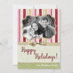 5x7 Noël XMAS Carte photo en tissu rayé vert XMAS