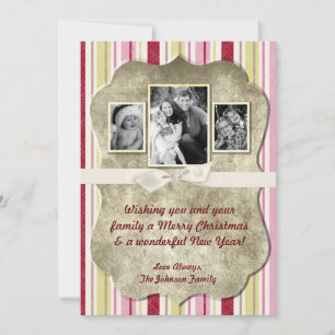 5x7 Noël XMAS Carte photo en tissu rayé vert XMAS