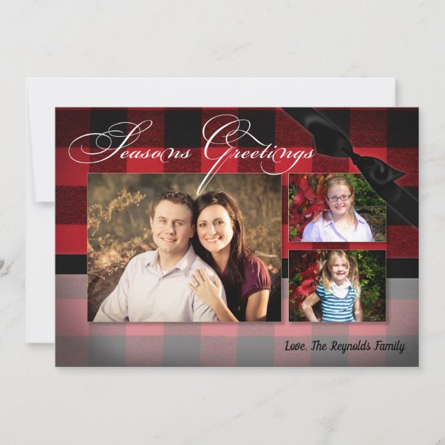 5x7 Noël XMAS Carte photo rouge noir (Devant)