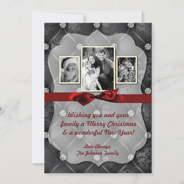 5x7 Noël XMAS Diamond Pintuck Carte photo (Devant)