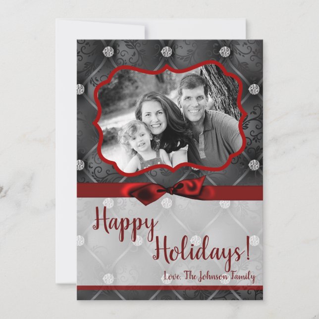 5x7 Noël XMAS Diamond Pintuck Carte photo (Devant)