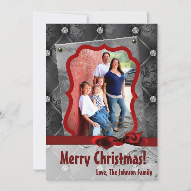 5x7 Noël XMAS Diamond Pintuck Carte photo (Devant)