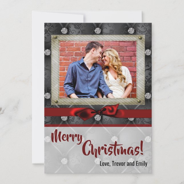 5x7 Noël XMAS Diamond Pintuck Carte photo (Devant)