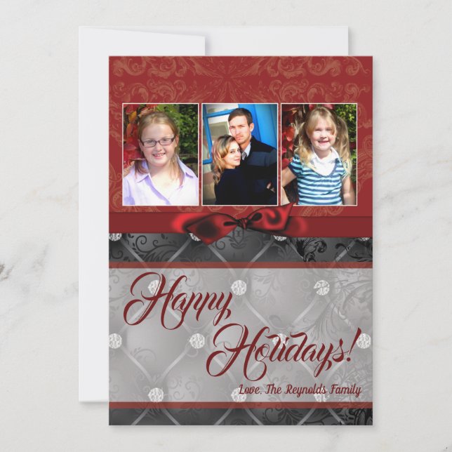 5x7 Noël XMAS Diamond Pintuck Carte photo (Devant)