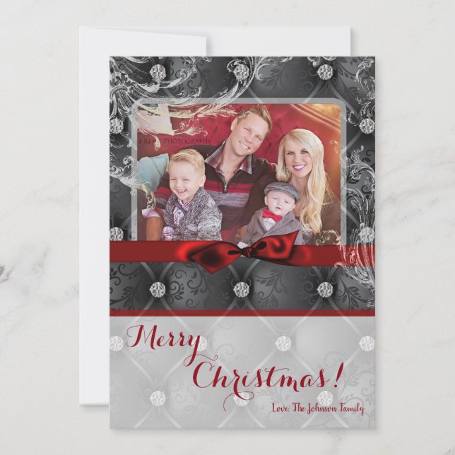 5x7 Noël XMAS Diamond Pintuck Carte photo (Devant)