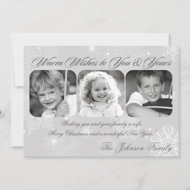 5x7 Noël XMAS Flakes Carte photo d'hiver (Devant)