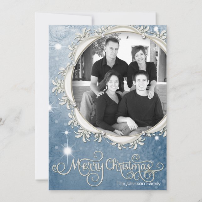 5x7 Noël XMAS Flakes Carte photo d'hiver (Devant)