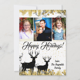 5x7 Noël XMAS Gold Deer Buck Doe Carte photo