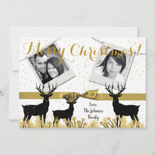 5x7 Noël XMAS Gold Deer Buck Doe Carte photo