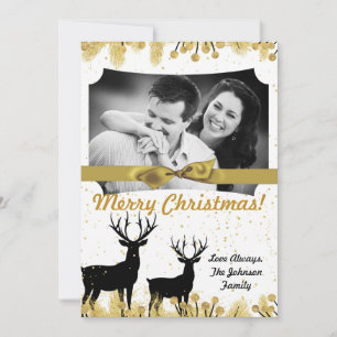 5x7 Noël XMAS Gold Deer Buck Doe Carte photo