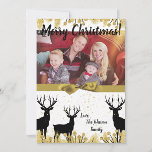 5x7 Noël XMAS Gold Deer Buck Doe Carte photo