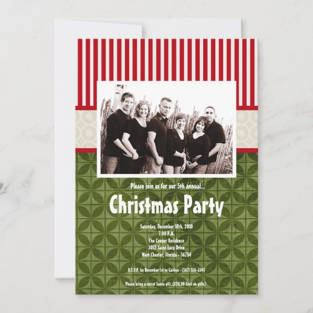 5x7 Noël XMAS Happy Holiday PHOTO Invitation (Devant)