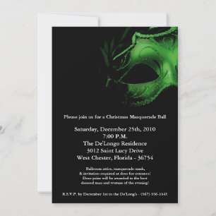 5x7 Noël XMAS Invitation Masquerade Ball Mask