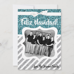 5x7 Noël XMAS Parties scintillant Bleue Carte phot