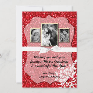 5x7 Noël XMAS Parties scintillant rouge Carte phot