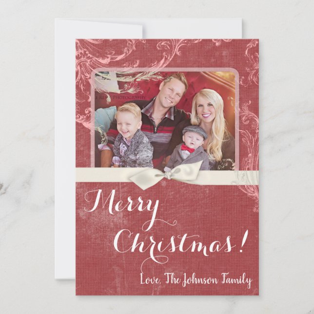 5x7 Noël XMAS Red Grunge Disstress Carte photo (Devant)