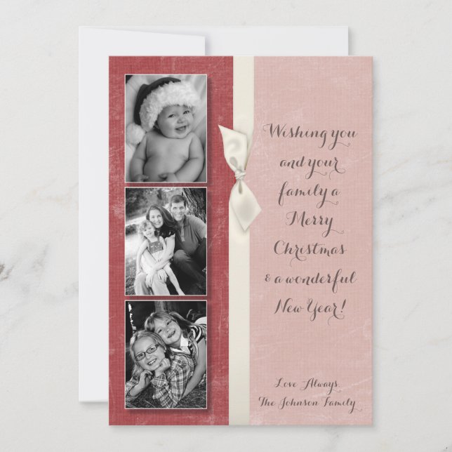 5x7 Noël XMAS Red Grunge Disstress Carte photo (Devant)