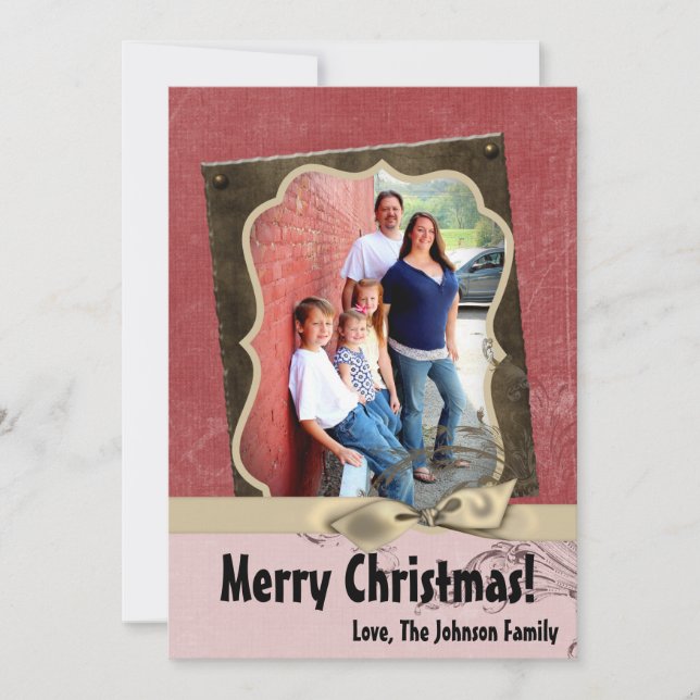 5x7 Noël XMAS Red Grunge Disstress Carte photo (Devant)