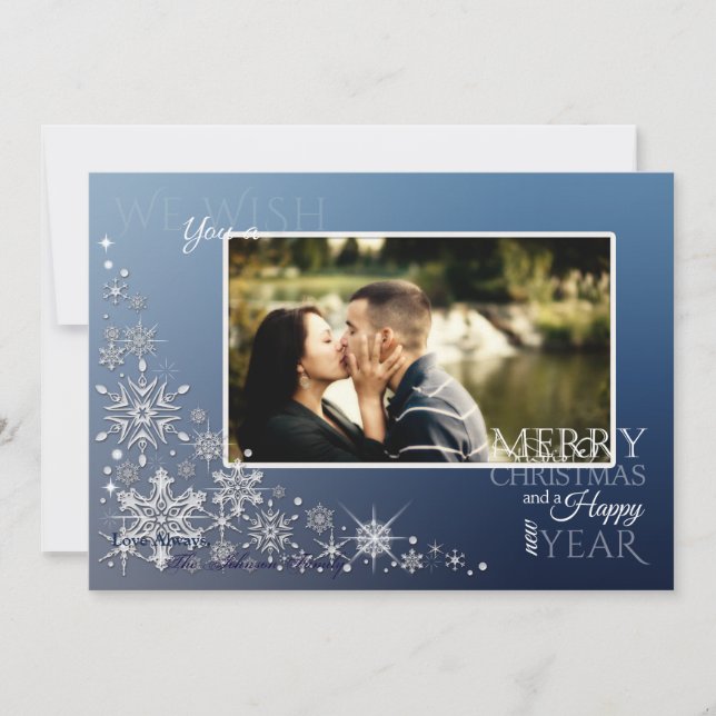 5x7 Noël XMAS Snowflakes Carte photo (Devant)