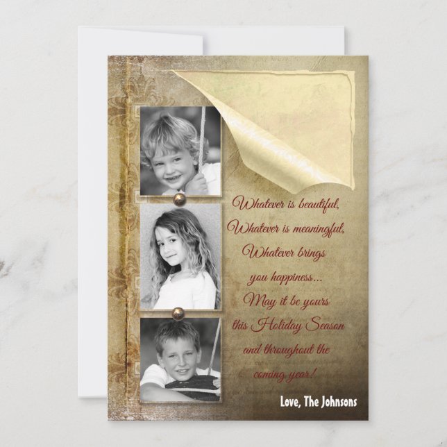 5x7 Noël XMAS Vieux Carte photo de papier déchiré (Devant)
