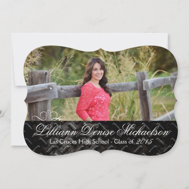 5x7 Noir Acier Métal Aluminium Faire-part supérieu (Devant)