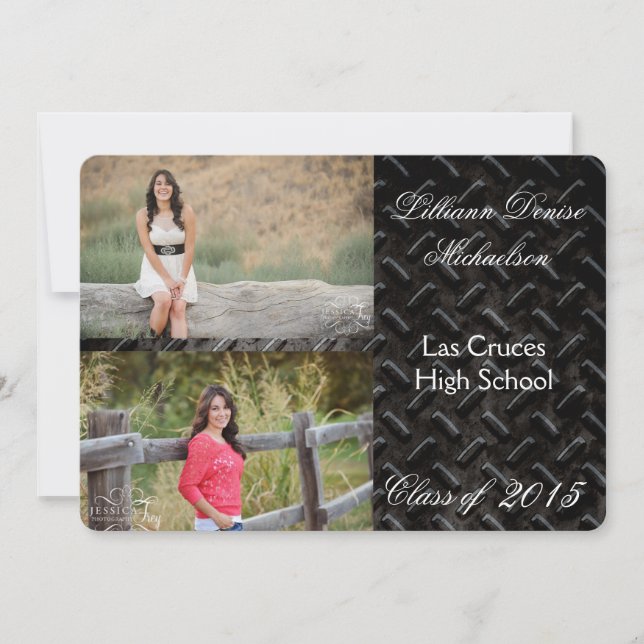 5x7 Noir Acier Métal Aluminium Faire-part supérieu (Devant)